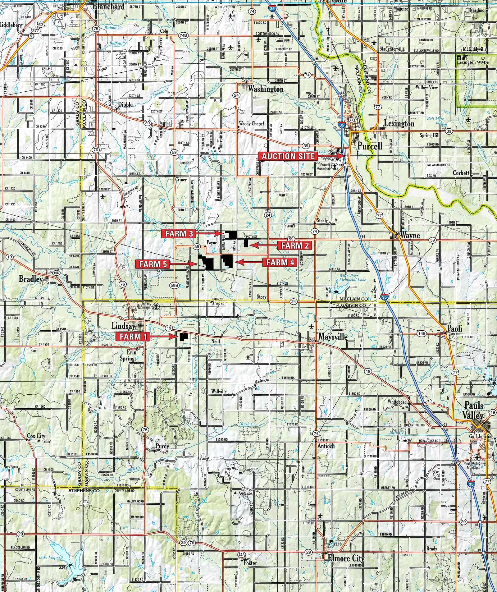 LAND AUCTION 1060.77+/ ACRES 5 FARMS OFFERED IN 21 TRACTS MCCLAIN