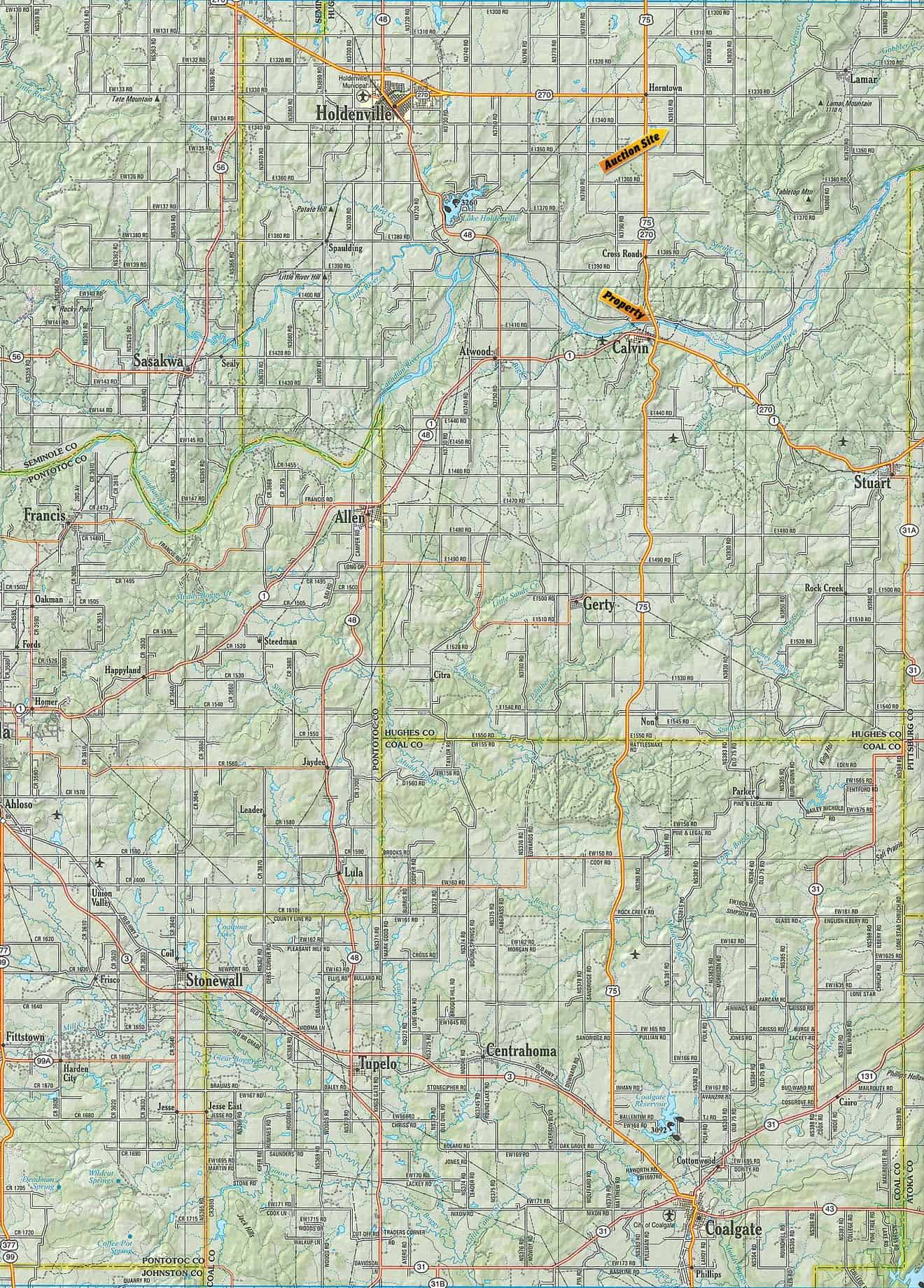 LAND AUCTION 23.4+/ ACRES OFFERED IN 1 TRACT IN HUGHES COUNTY, OK