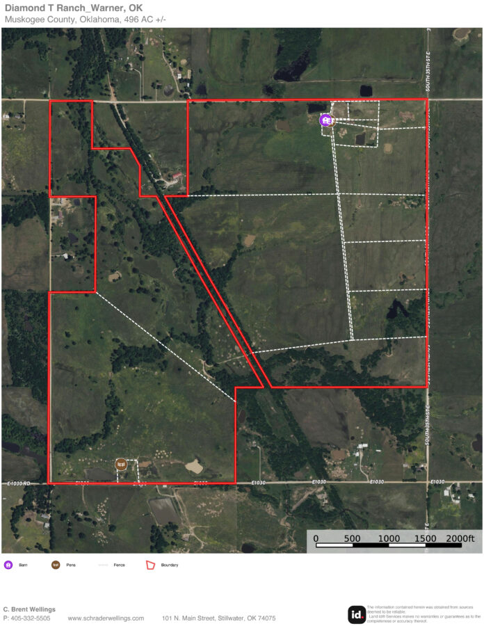 Aerial map of Diamond T Ranch, Warner, Oklahoma