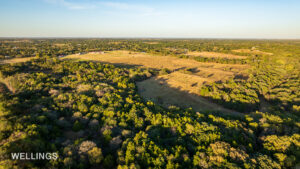 High-resolution aerial showing potential large-lot sites and varied terrain at Lost Creek 158