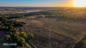 Bird’s-eye view of pasture and timber on 158± acres just outside Perkins city limits