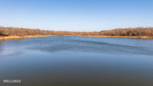 Stocked pond shoreline with wildlife habitat at The Floyd Ranch, OK