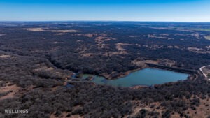 “Aerial photo showing ponds and surface water across the ranch in Central Oklahoma”