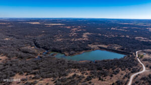 Bird’s eye view of the 20± acre lake on The Floyd Ranch, Oklahoma