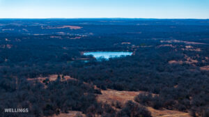 Aerial photo showing ponds and surface water across the ranch in Central Oklahoma