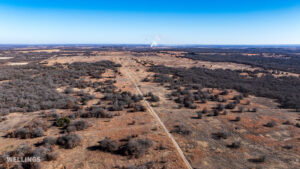 Aerial image of oak flats and native grassland at The Floyd Ranch in Garvin County OK