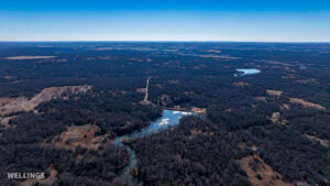 “Aerial photo showing ponds and surface water across the ranch in Central Oklahoma”