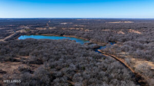 Bird’s eye view of the 20± acre lake on The Floyd Ranch, Oklahoma