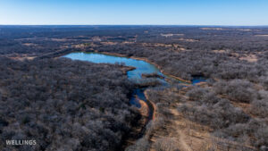 Bird’s eye view of the 20± acre lake on The Floyd Ranch, Oklahoma