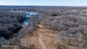Bird’s eye view of the 20± acre lake on The Floyd Ranch, Oklahoma
